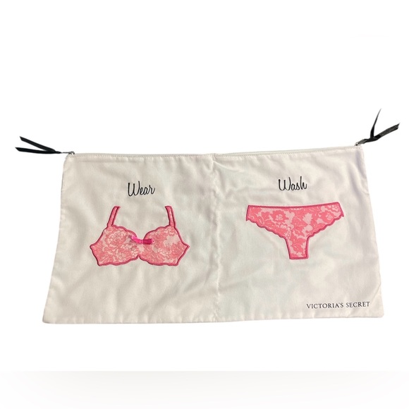 Victoria's Secret Accessories - Victoria's Secret Pink and White Underwear and Bra Zippered Travel Wash Bag GUC